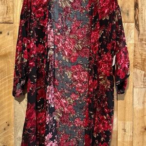 Floral Kimono - Red and Black